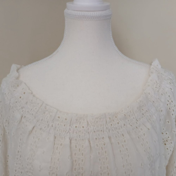 Anthropologie Floreat Off The Shoulder Bohochic Eyelet Top Ivory Size Large - Picture 6 of 10